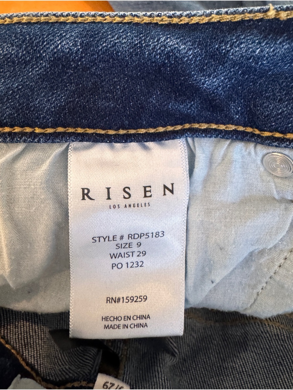 Risen High-Rise Blue Wide-Leg Jeans with side slit on legs - Picture 5 of 7